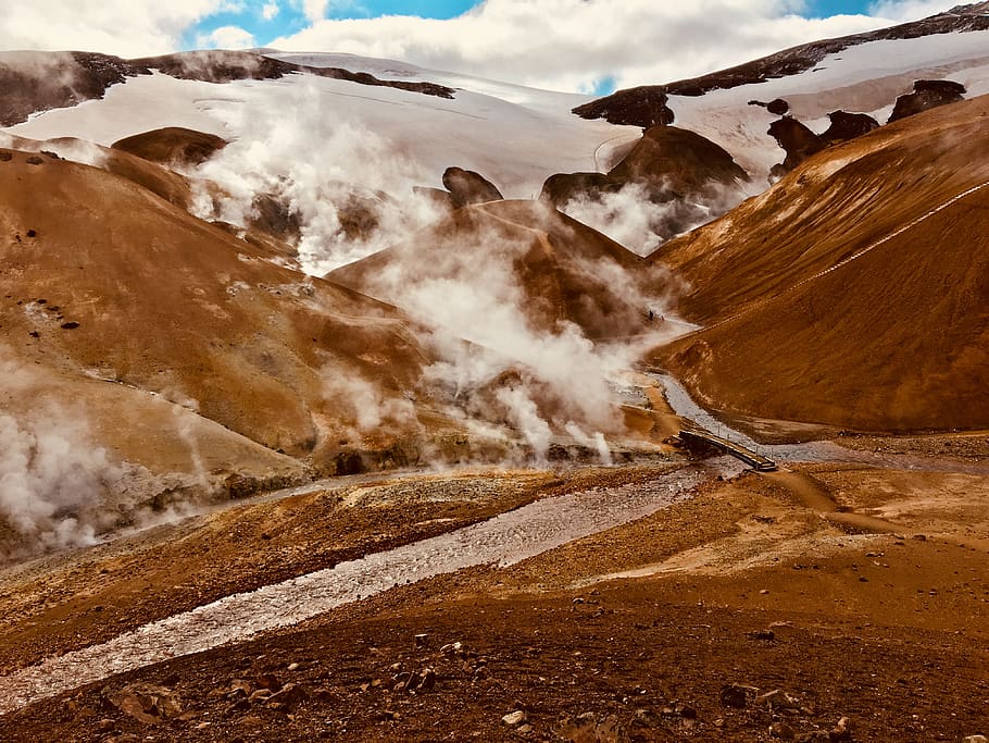 road between hills, hverdalir, iceland, nature, alps, outdoors HD wallpaper