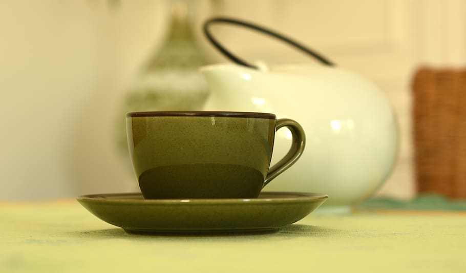 coffee, cup, tea, cappuccino, table, morning, aroma, mug, green HD wallpaper