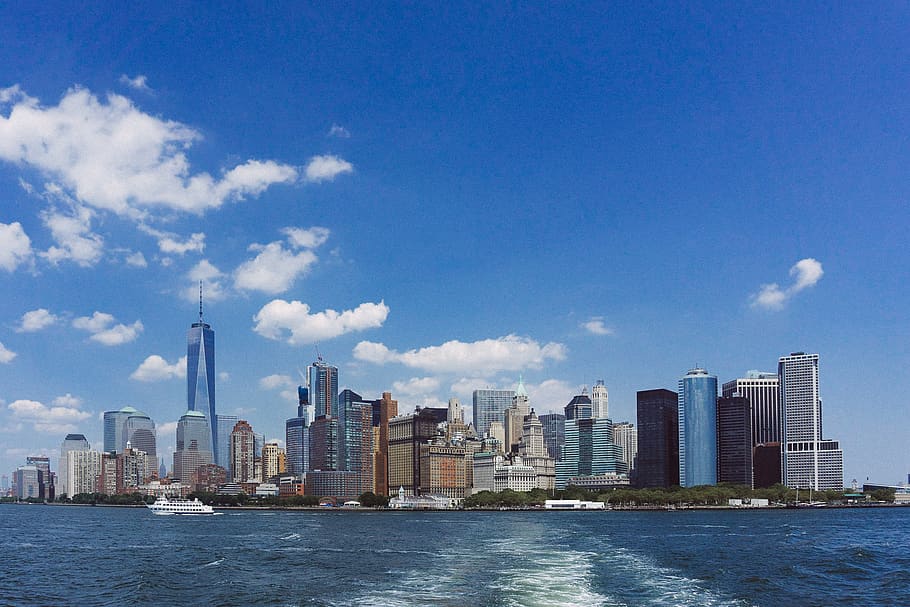 new york, united states, battery park, harbor, skyline, ferry, HD wallpaper