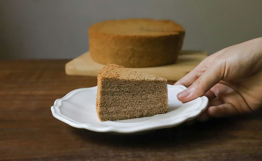 Person Holding Slice Of Cake On White Ceramic Plate, bread, delicious HD wallpaper