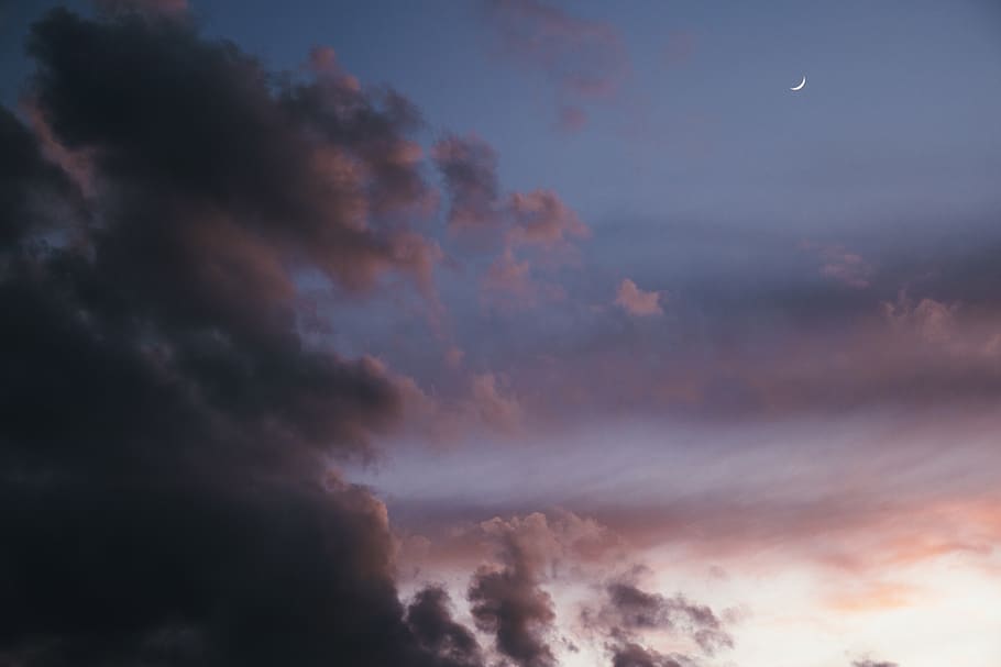 sky, moon, clouds, art, dream, pink, landscape, mexico, nature HD wallpaper