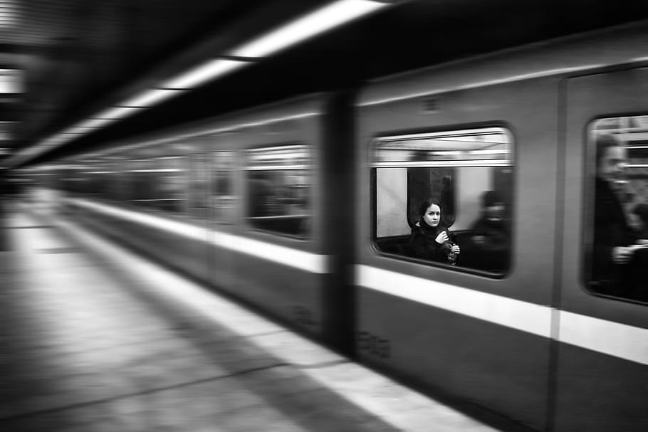 train, metro, speed, wagon, movement, passengers, women, rail transportation HD wallpaper
