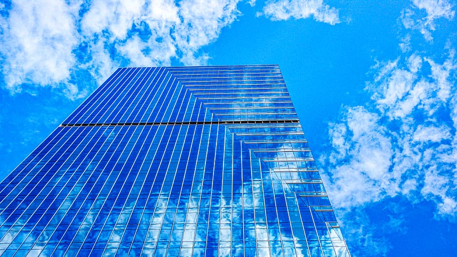 sky, blue, commercial, cloud - sky, architecture, building exterior HD wallpaper