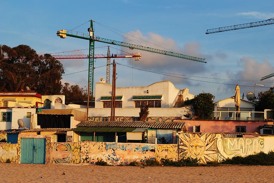 morocco, mohammedia, machinery, construction industry, architecture HD wallpaper