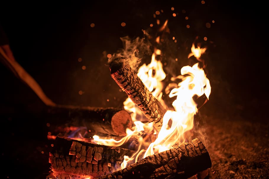 bonfire during nighttime, burning, flame, fire - natural phenomenon HD wallpaper