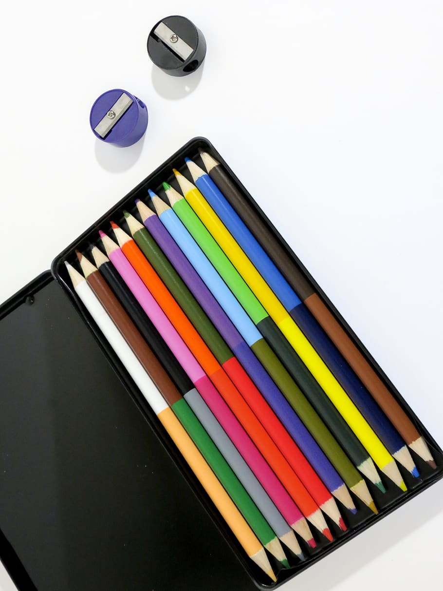 pencil, colored pencil, sharpener, art, drawing, design, multi colored HD wallpaper