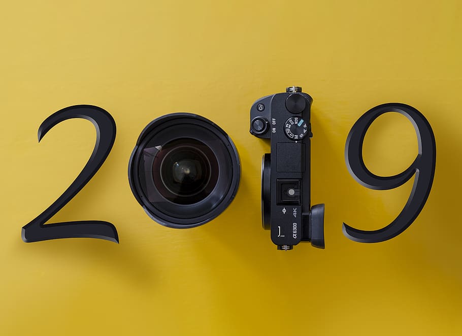 2019 signage, electronics, camera, camera lens, text, video camera HD wallpaper