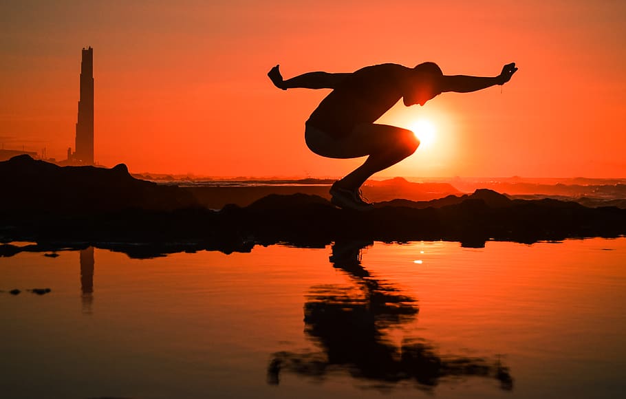 spain, tenerife, silhouette, sunset, reflection, sky, water HD wallpaper