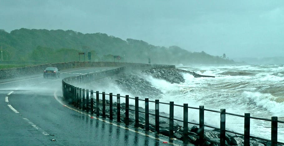 storm, sea, dramatic, waves, wind, seascape, rain, water, weather HD wallpaper