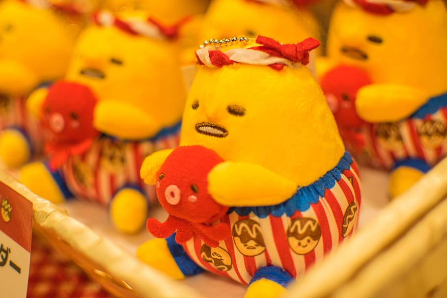 japan, tokyo, egg, octopus, cute, child, children, yellow, red HD wallpaper