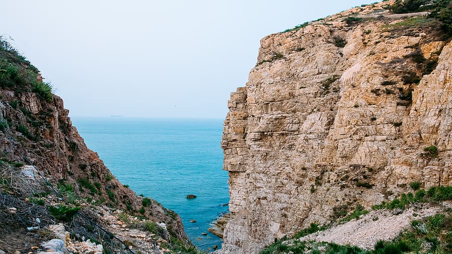 seaside, rock, china, water, sky, land, beauty in nature, scenics - nature HD wallpaper