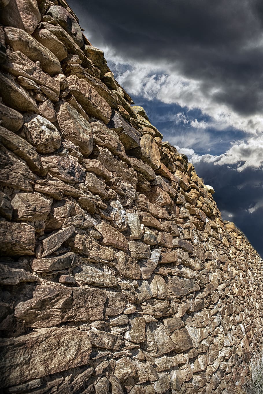 wall, stone, texture, structure, ruin, sky, clouds, cloud - sky HD wallpaper
