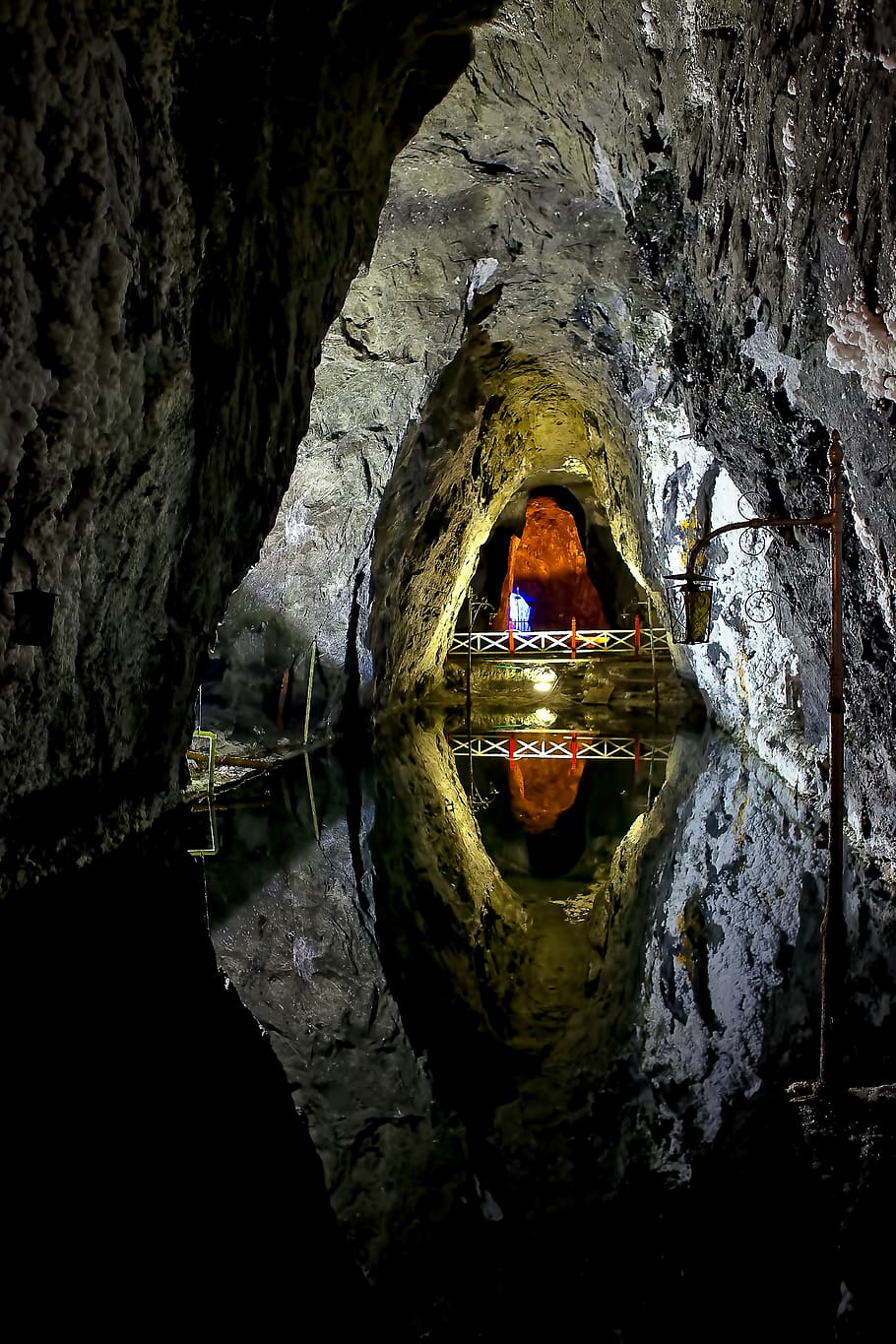 colombia, nemocón, bridge, light, reflections, mine, construction HD wallpaper