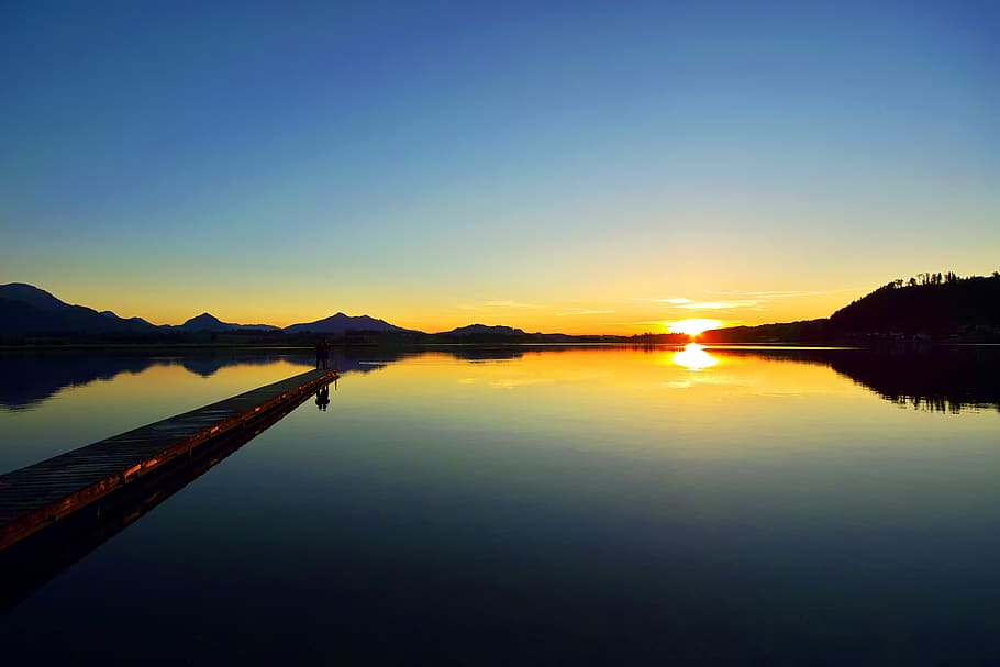 sunset, lake, evening, landscape, nature, web, water, sky, scenics - nature HD wallpaper