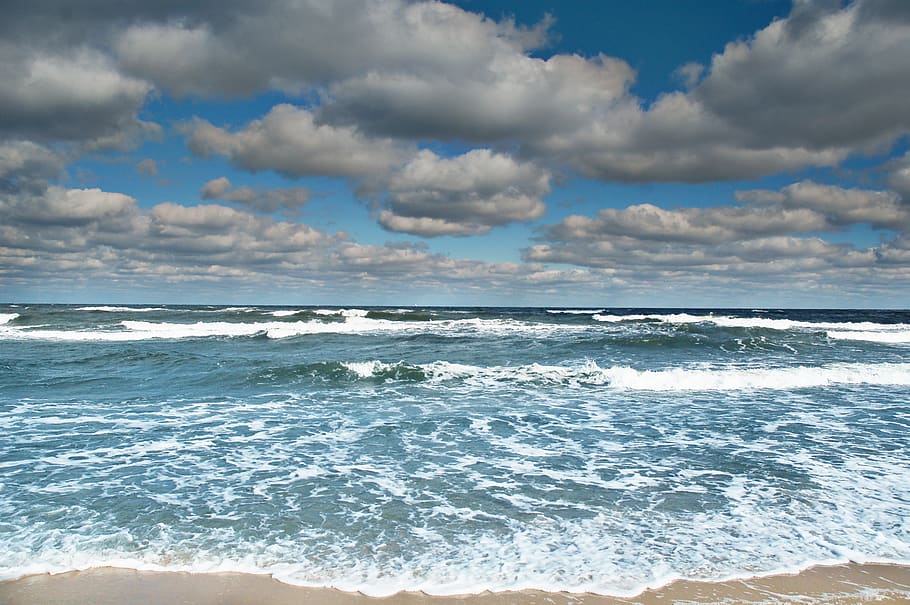 poland, wladyslawowo, władysławowo plaża, sky, sea, november, HD wallpaper