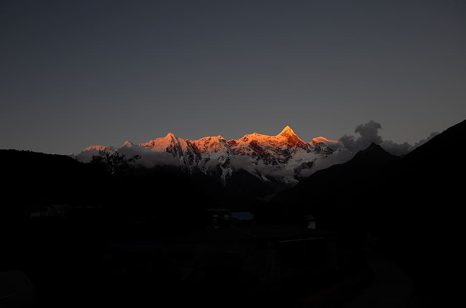 afterglow, mountain, tibet, beauty in nature, sky, scenics - nature HD wallpaper