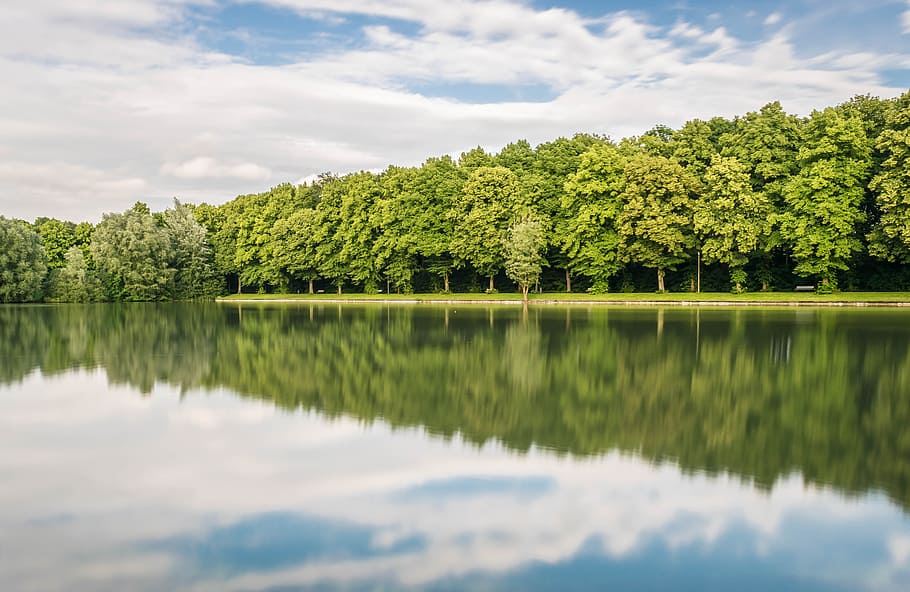 mirror, reflection, nature, lake, river, water, channel, tree HD wallpaper