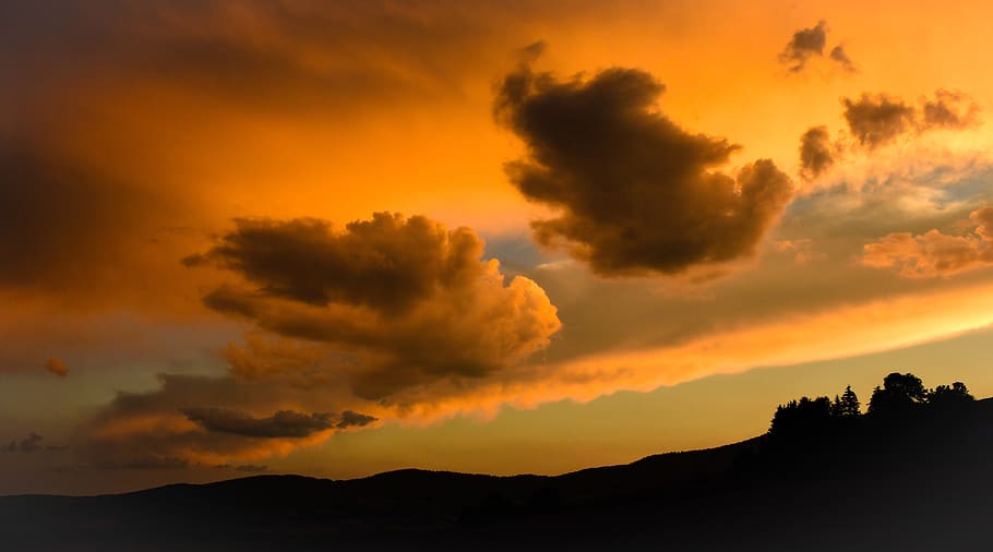 sky, sunset, landscape, evening, twilight, colorful, clouds HD wallpaper