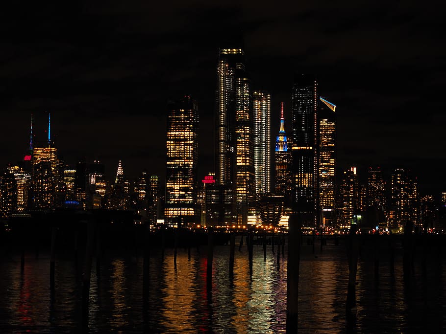 city at night, cityscape, new york, illuminated, architecture HD wallpaper