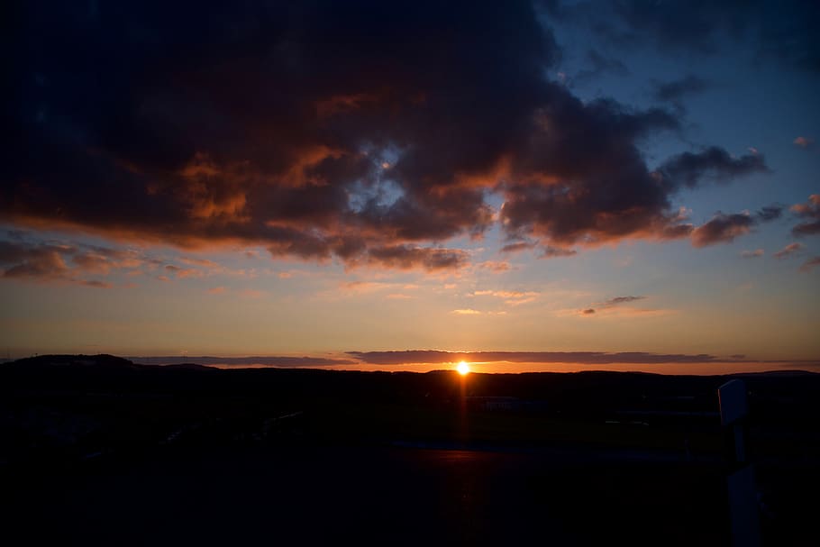 germany, bayreuth, evening, dark, sunset, sky, landscape, clouds HD wallpaper