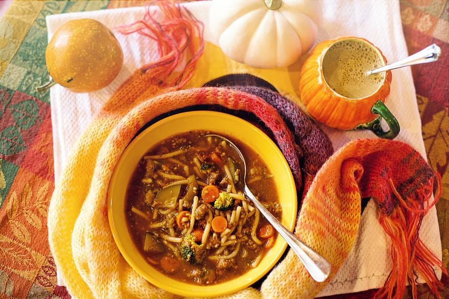 soup, cozy, fall, autumn, relax, cosy, lunch, dinner, orange HD wallpaper