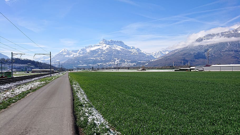 eagle, snow, mountain, road, alps, field, train, rail, scenics - nature HD wallpaper