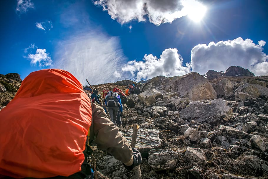 People Hiking on Mountain, adventure, climb, climber, dawn, daylight HD wallpaper