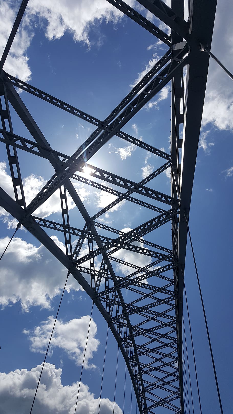 bridge, skies, architecture, clouds, sky, cloud - sky, low angle view HD wallpaper