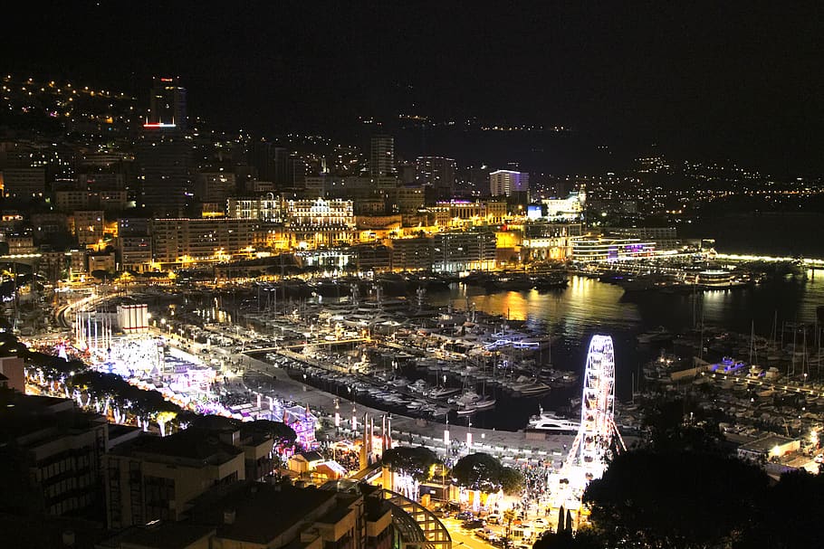 monaco, monaco-ville, building exterior, illuminated, night HD wallpaper