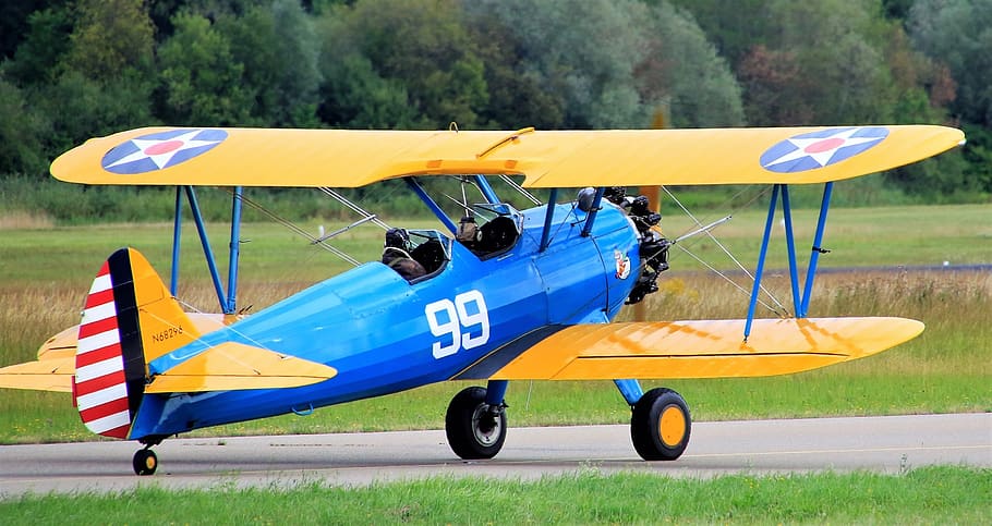 double decker, aircraft, propeller plane, old, pilot, airshow HD wallpaper