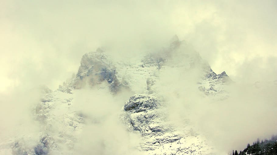 mountain covered with snow during daytime, nature, outdoors, weather HD wallpaper