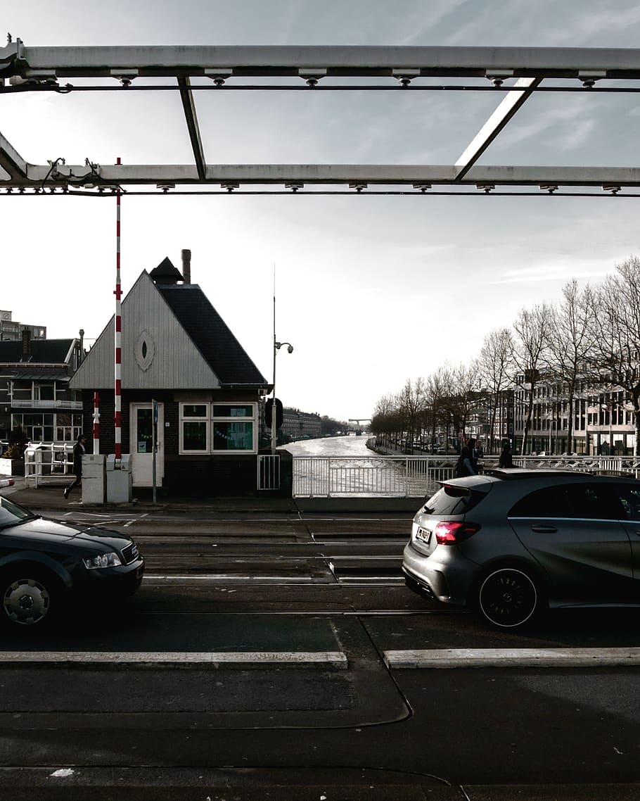 car, mercede, audi, nl, street, canal, netherlands, city, rotterdam HD wallpaper