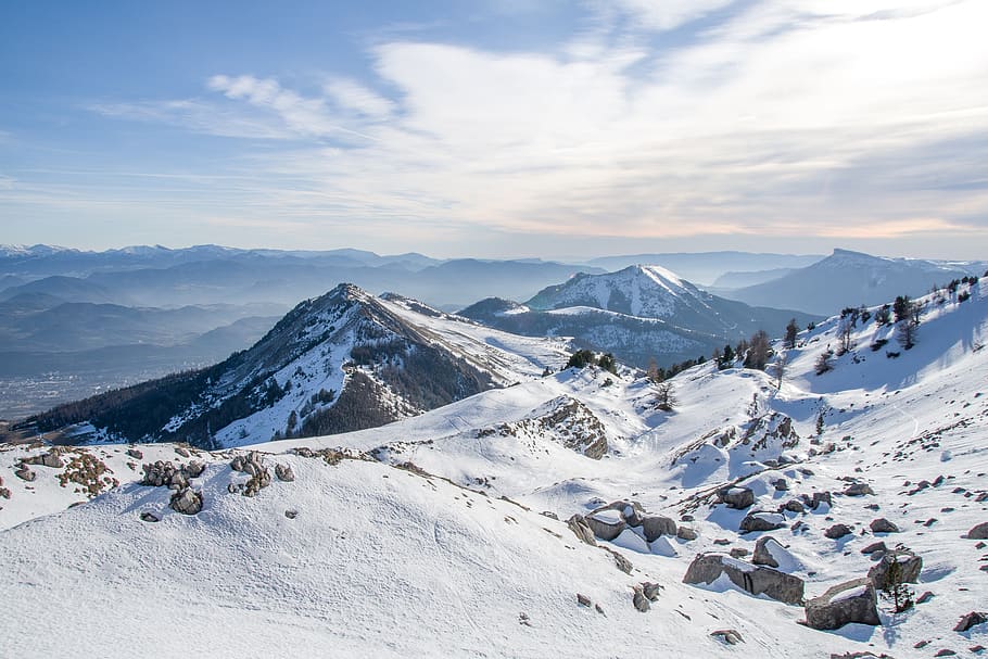 snow, ski, winter, cold, mountains, nature, adventure, alpine HD wallpaper