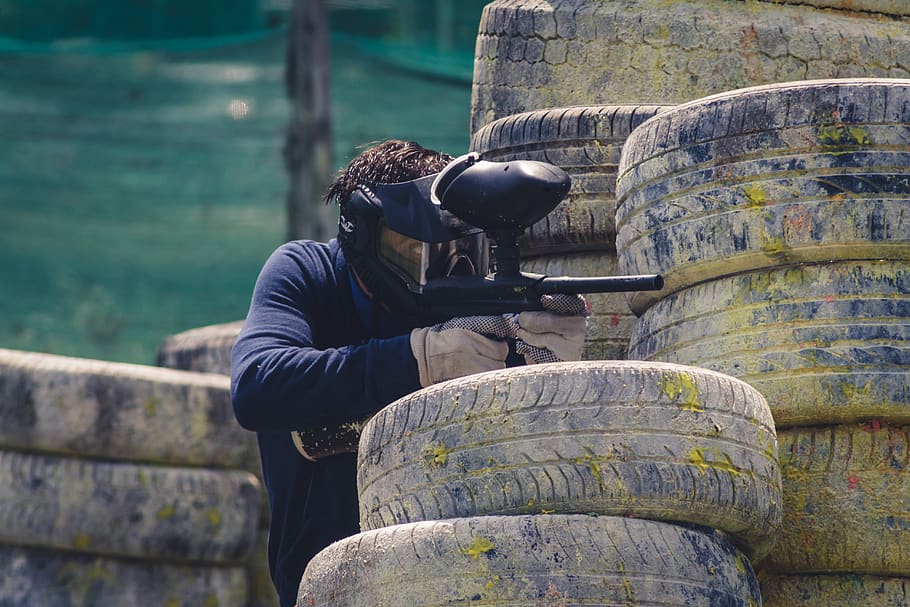 paintball, marker, weapon, play, sport, shoot, protection, fun HD wallpaper