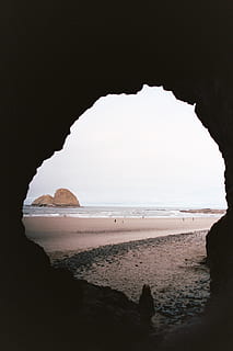 cave facing ocean, shoreline, water, outdoors, nature, sea, coast HD wallpaper
