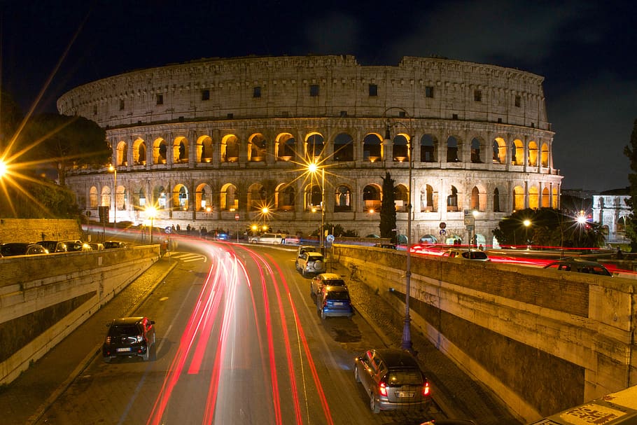 Colosseum, Italy, automobile, vehicle, transportation, car, road HD wallpaper
