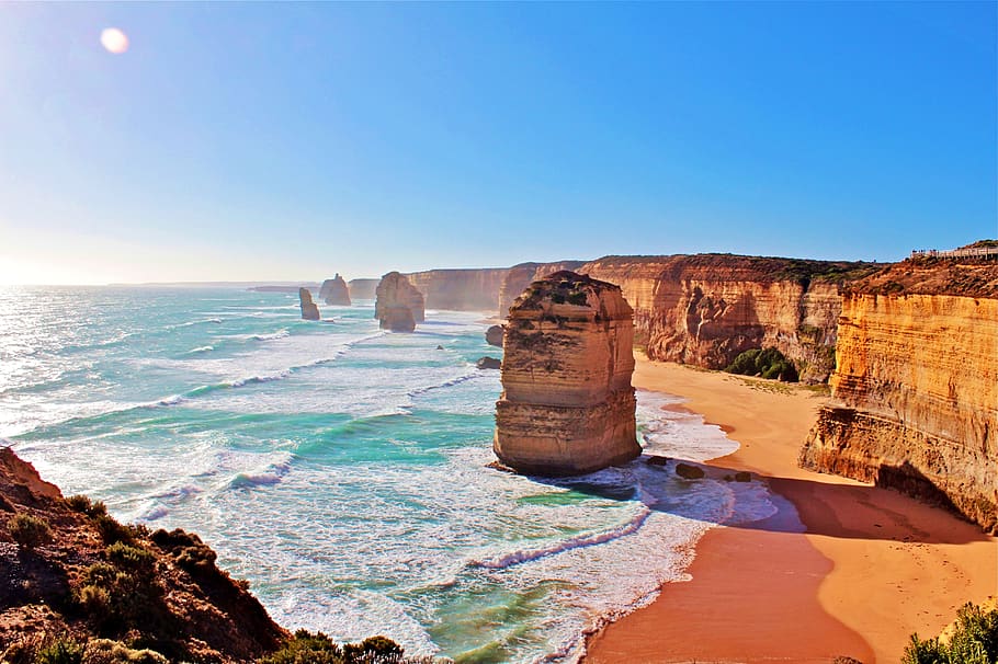 australia, great ocean road, beach, coast, landscape, water, HD wallpaper