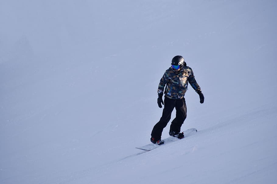 Photo of Person Snowboarding on Snow Covered Field, action, activity HD wallpaper