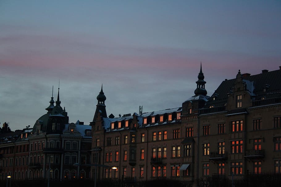 windows, lights, sunrise, cloud, colour, city, built structure HD wallpaper