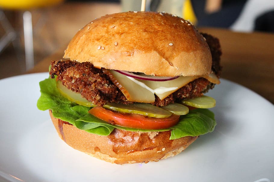 Shallow Focus Photography of Hamburger, beef, blur, bread, bun HD wallpaper