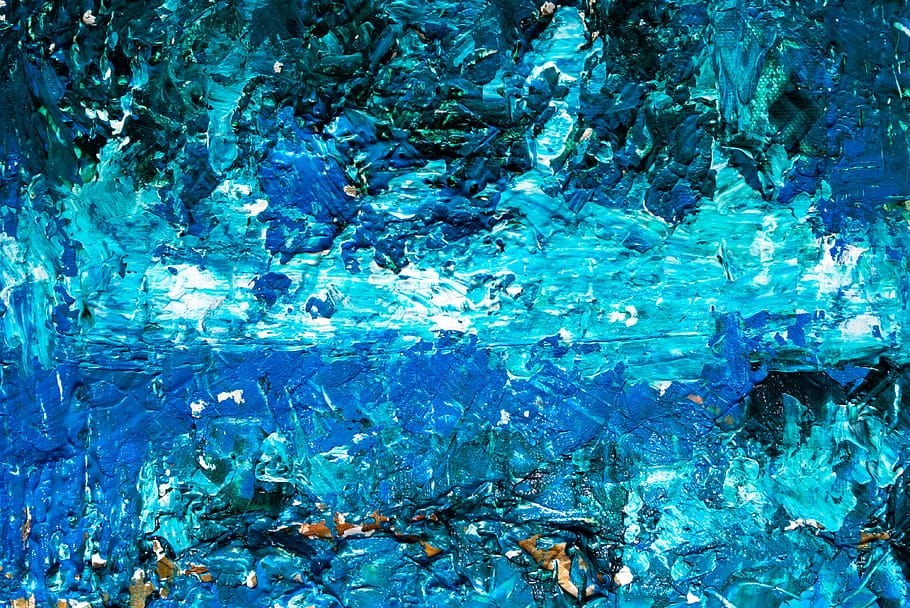 Close View of Blue Abstract Painting, abstract expressionism, HD wallpaper