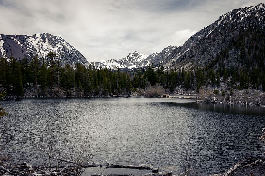 Body of Water Surrounded With Mountains, 4k wallpaper, alpine HD wallpaper