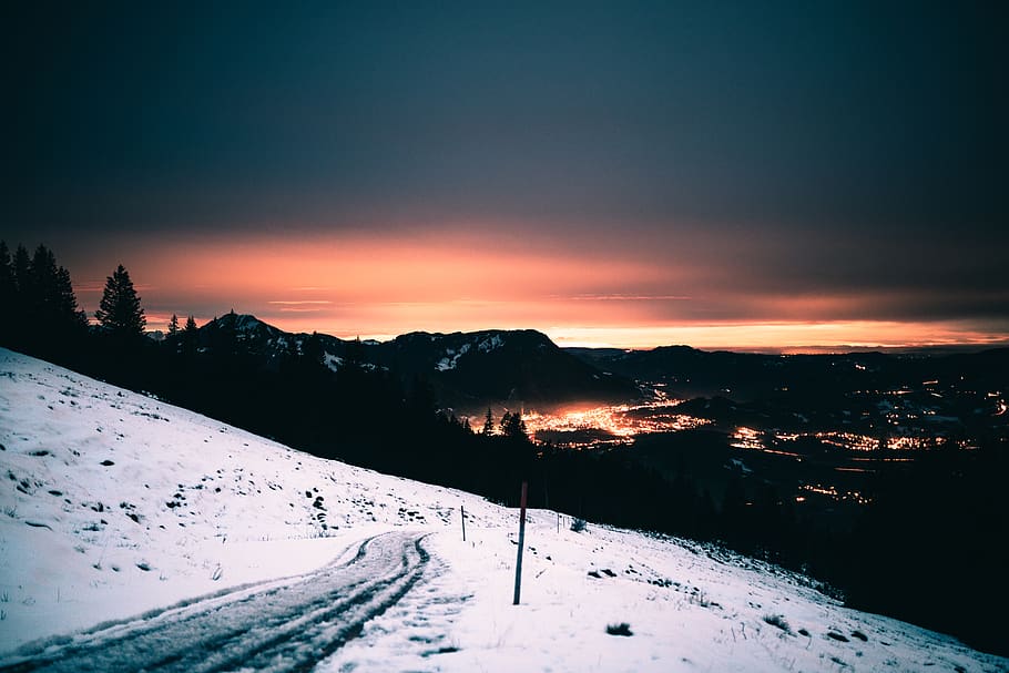 snow covered road, nature, outdoors, mountain, mountain range HD wallpaper
