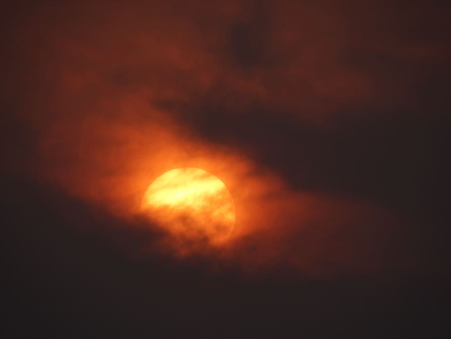 sun, yellow, red, cloud, afternoon, sky, orange color, space HD wallpaper