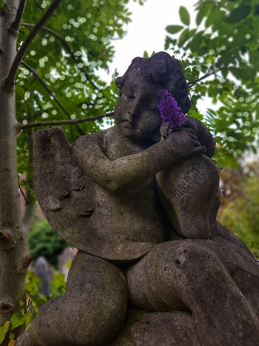 #angel #statue #graveyard, angels, art and craft, sculpture HD wallpaper