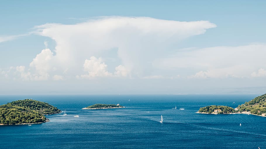 croatia, vis, clouds, sea, island, boats, blue sky, water, cloud - sky HD wallpaper