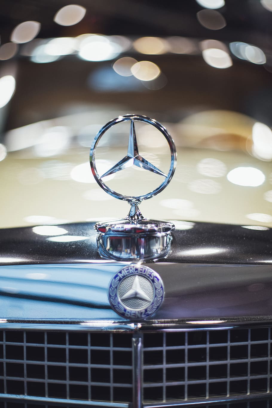 Mercedes Benz Logo, car, close-up, emblem, macro, vehicle, metal