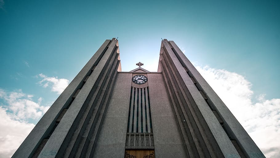 low angle photography of brown painted church, building, architecture, HD wallpaper