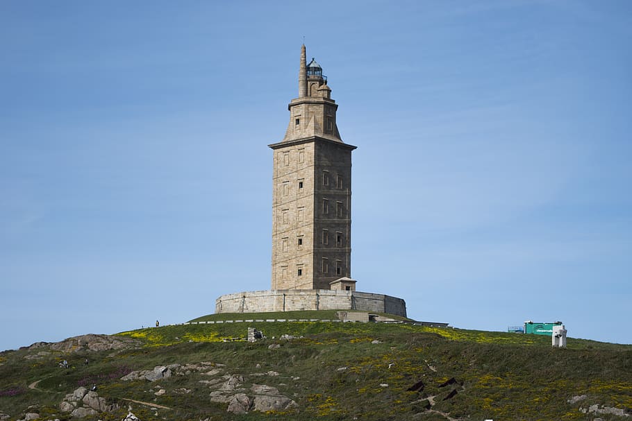spain, a coruña, tower of hercules, galicia, galiza, color, HD wallpaper
