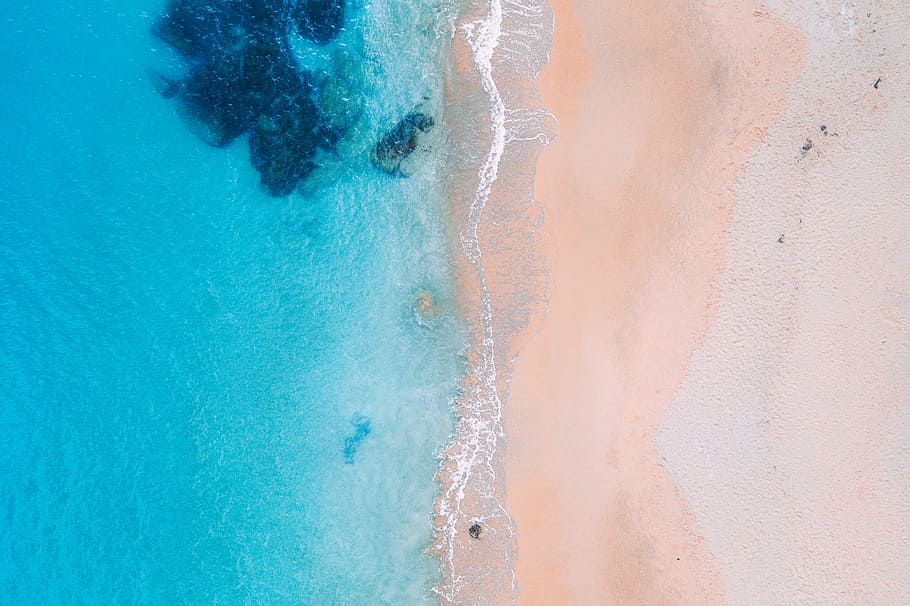 ocean photography, drone view, aerial view, beach, coast, shore, HD wallpaper